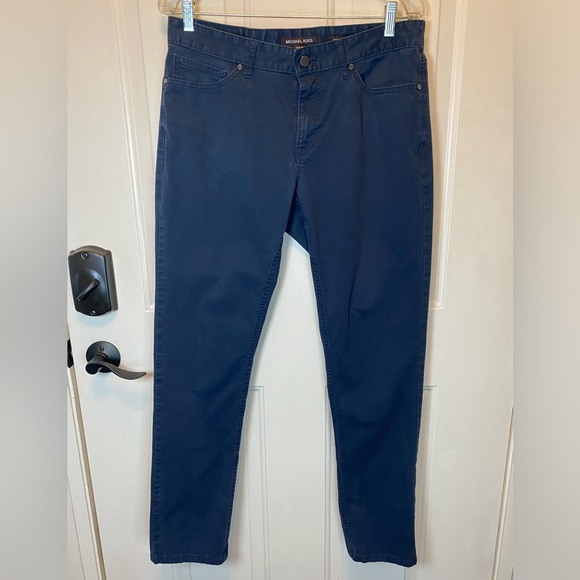 Michael Kors Men’s Parker Slim Fit Navy Twill Pants Sz 32/32 EUC - Picture 2 of 12